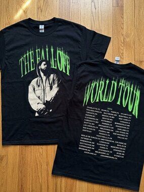 J Cole The Fall Off World Tour 2026 Neon Face Dates Two Sided T Shirt Reprint